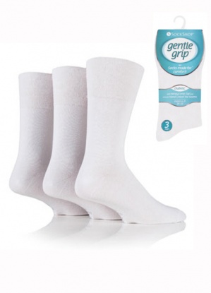 Mens Diabetic Gentle Grip Socks Plain White